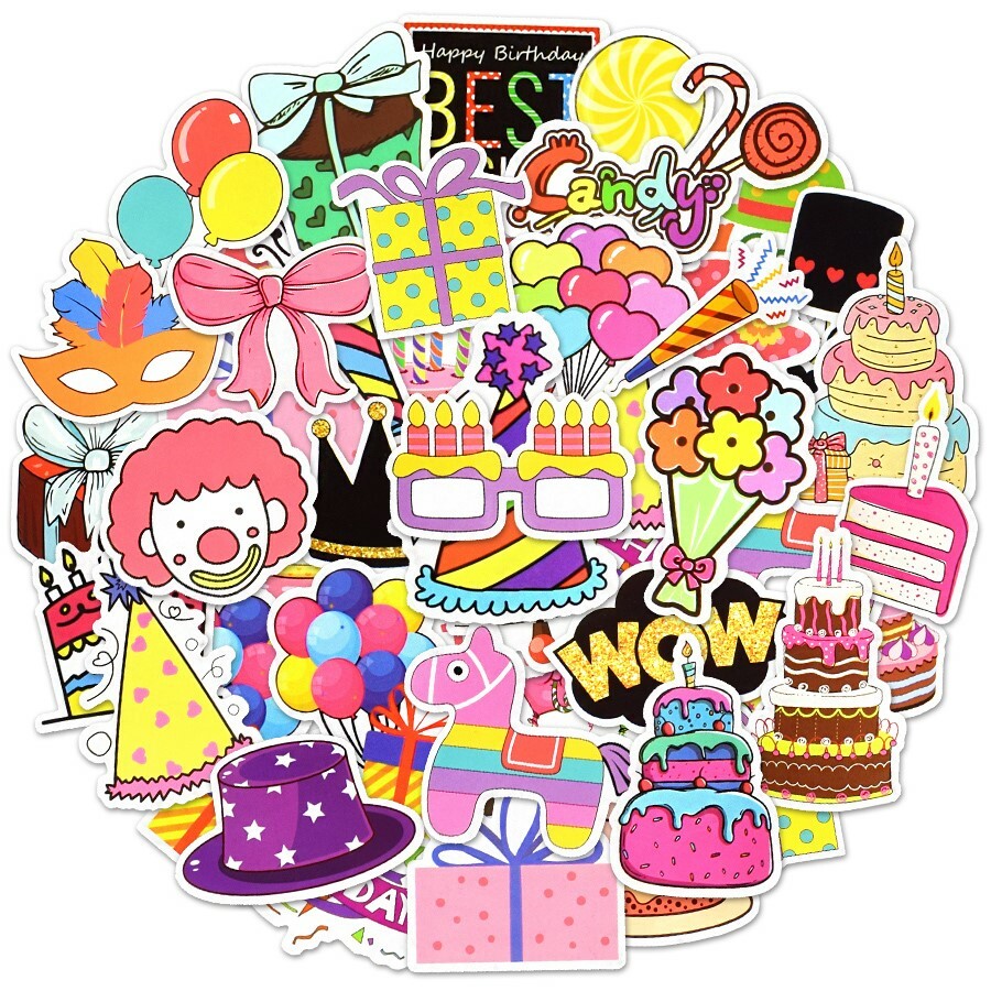 送料無料 パーティー ステッカー ヴィンテージシール 50枚セット スーツケース トランク キャリーケース バイク 自転車 車 猫 パソコン スマホ ヘルメット...