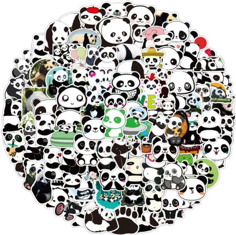 送料無料 パンダ ステッカー ヴィンテージシール 50枚セット スーツケース トランク キャリーケース バイク 自転車 車 猫 パソコン スマホ ヘルメット 旅...