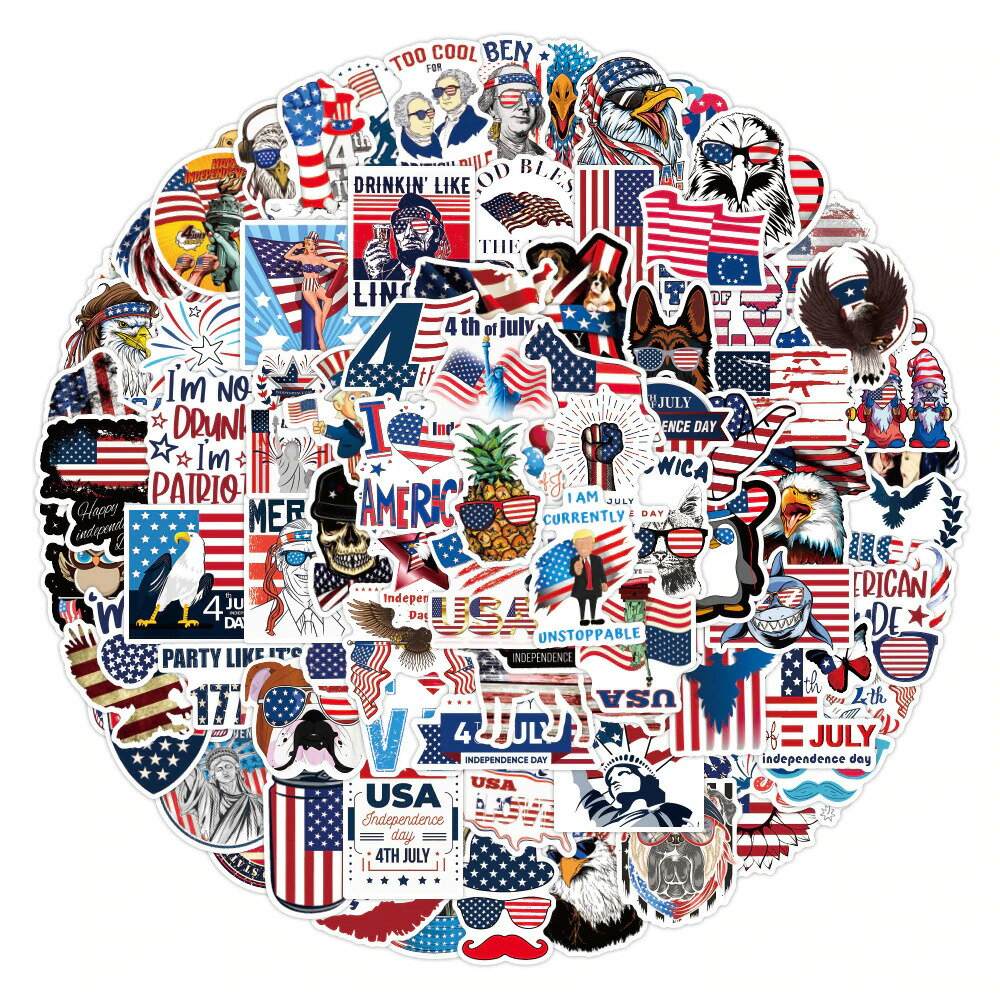 送料無料 星条旗 ステッカー ヴィンテージシール 50枚セット スーツケース トランク キャリーケース バイク 自転車 車 猫 パソコン スマホ ヘルメット 旅...