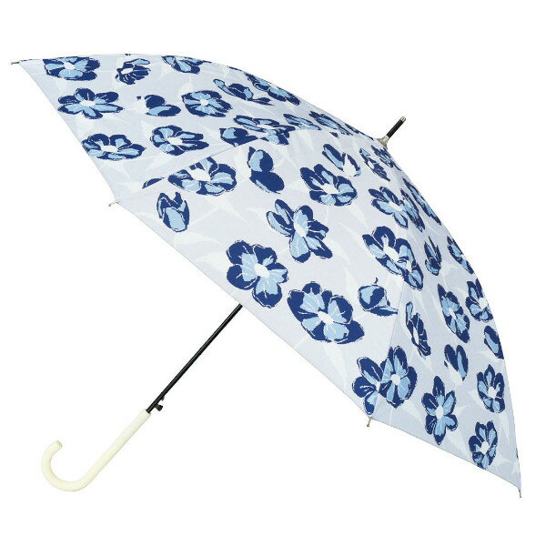 Rakuten - ニフティーフラワー 晴雨兼用傘 55cm ネイビーブルー JK-142-02 ジャンプ式 遮光 UVカット 雨傘 長傘 日傘 レディース サントス プレゼント ギフト