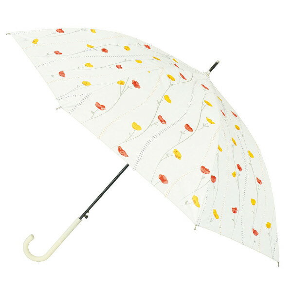樂天商城 - ニフティーフラワー 晴雨兼用傘 55cm ひなげし アイボリー JK-142-03 ジャンプ式 遮光 UVカット 雨傘 長傘 日傘 レディース サントス プレゼント ギフト
