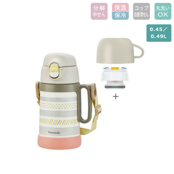 樂天商城 - ピーコック 2WAYボトル ASN-W50 H グレー コップ 450ml / 直飲み 490ml 水筒 保冷 保温 ステンレスボトル 子供 キッズ ギフト プレゼント