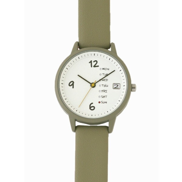 【ポイント最大28.5倍 ※要エントリー】メール便送料無料 腕時計 フィルモン KH カーキ GY028-2 曜日付 カレンダー レディース メンズ ユニセックス 革ベルト 雑貨 おしゃれ プレゼント ギフト