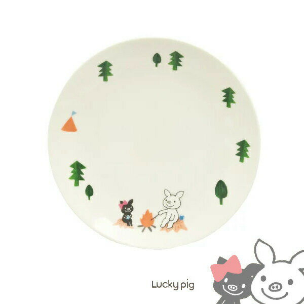 LuckyPig giggle ケーキ皿 たき火 15.7cm 日本製 美濃焼 小皿 Sugar Land 78806 シュガーランド ラッキーピッグ プレゼント