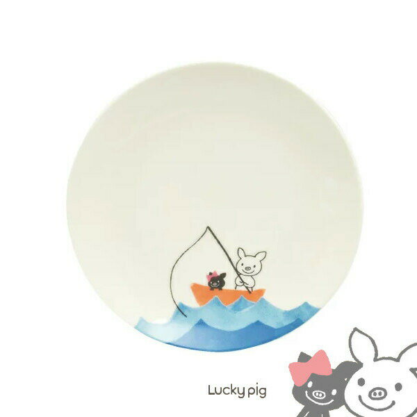 LuckyPig giggle ケーキ皿 うみ 15.7cm 日本製 美濃焼 小皿 Sugar Land 78807 シュガーランド ラッキーピッグ プレゼント