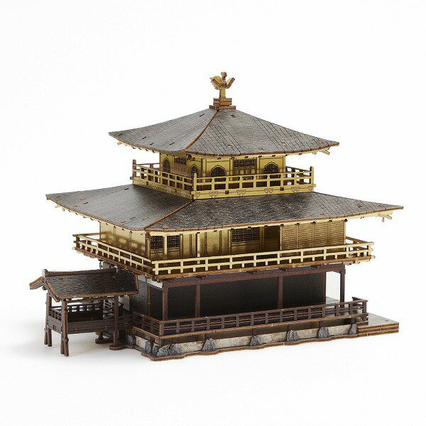 メール便送料無料 Wooden Art ki-gu-mi 金閣寺 カラーVer. エーゾーン 木組 立体パズル 木製 工作 おもちゃ インテリア プレゼント ギフト