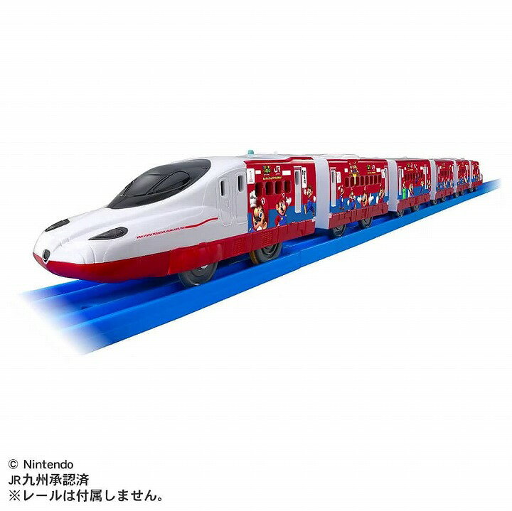商品名プラレール JR九州 スーパーマリオ トレイン 西九州新幹線かもめ タカラトミー商品説明2025年11月からJR九州管内にて期間限定で行われる「スーパーマリオ×JR九州　〜Let’s　GО　KYUSHU！〜」キャンペーンにてスーパーマリオの特別デザインが施された西九州新幹線かもめが、実車と同じ6両編成にプラキッズが1体付属してプラレールに登場です。 ■西九州新幹線かもめの「スーパーマリオトレイン」がモデル ■6両編成で連結・切り離し可能 ■2スピードで電動走行、スイッチOFFで手転がし遊びが可能 ■プラキッズ1体付 ■3両目はプラキッズ乗車遊びが可能 ■プラ列車カード付 ※レールは付属しません。 【セット内容】 車両本体6両編成(1)、 プラキッズ(1)、 部品注文書(1)商品詳細・パッケージサイズ：W410×H150×D45mm ・発売日：2026年6月27日 ・対象年齢：3歳〜 ・電池：単3形アルカリ乾電池×1(別売)JANコード4904810077589備考(C) TOMY (C) Nintendo JR九州承認済（プラレール タカラ トミー TAKARA TOMY TOMMY たからとみー レール 鉄道 電車 列車 でんしゃ 電車遊び ごっこ遊び　更新日：2026/07/02）スーパーマリオの特別デザインが施された西九州新幹線かもめ プラレール JR九州 スーパーマリオ トレイン 西九州新幹線かもめ タカラトミー