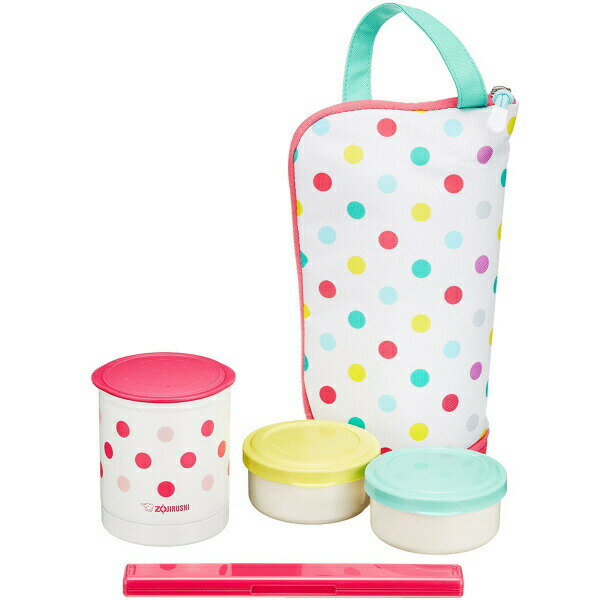 象印 保温弁当箱 SZ-JB02 ZD ごはん0.24L(茶碗1.2杯分)/おかず0.19L(2個) お弁当 ランチボックス お・べ・ん・と マルチドット クリ...