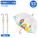 【期間限定クーポン配布中】子供 ビニール傘 プリンセス 55cm 2本セット 32431 ディズニー ジャンプ式 ワンタッチ キャラクター 子ども こども キッ...