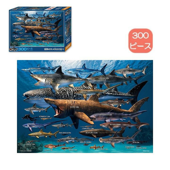 乐天商城 - 【ポイント最大30倍 ※要エントリー】300ピース ジグソーパズル 世界のサメ大きさ比べ 300-087 ビバリー 動物 知育 プレゼント ギフト