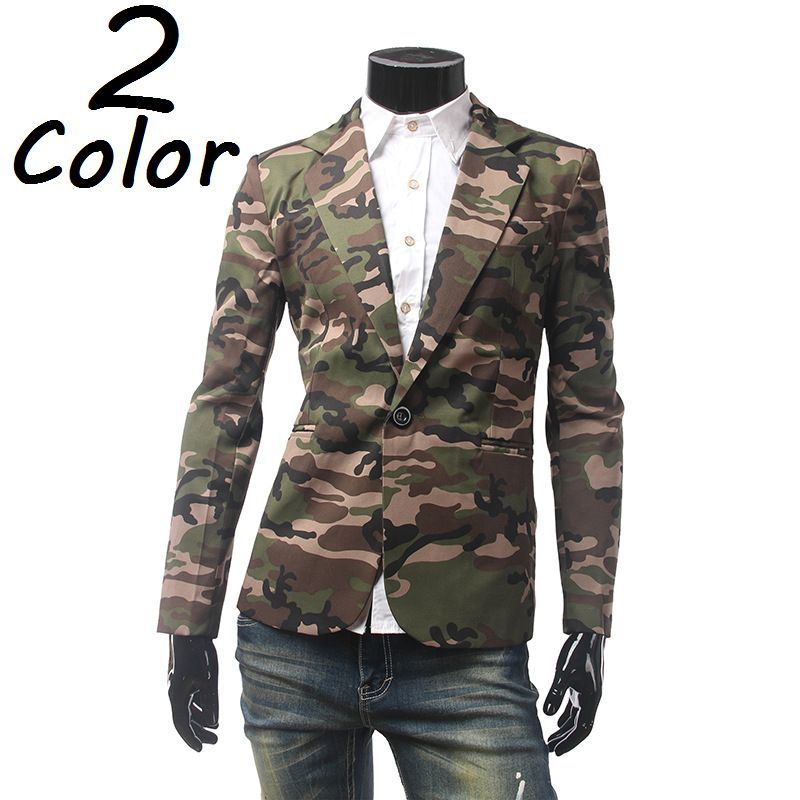 送料無料 メンズ テーラードジャケット 迷彩ジャケット 長袖 ブレザー アウター ひとつボタン ノッチドラペル ポケット シングルカフス 迷彩 柄 カジュアルファッション シングル 男性用 紳士用 男 M L XL XXL 1つ 一つ ぼたん