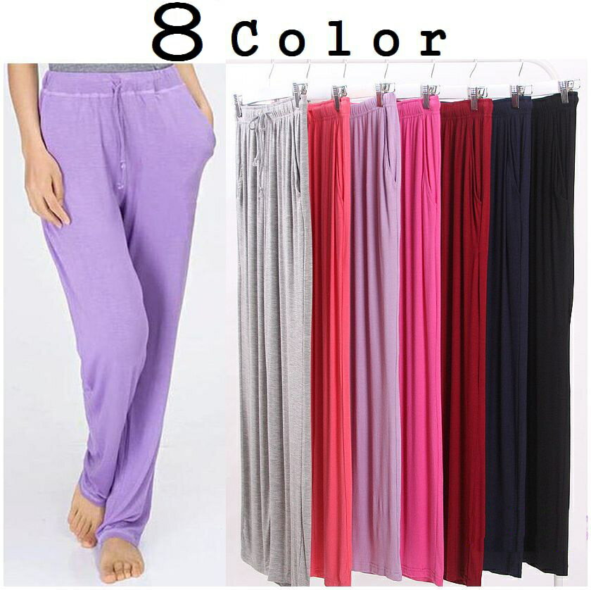 送料無料レディース ロングパンツ スウェットパンツ 10分丈 薄手 長ズボン ボトムス ウエストゴム ウエスト紐 ポケット付き 部屋着 パジャマ ルームウェア ルームウエア シンプル 無地 単色 ソリッドカラー 女性用 婦人用 M L XL ひも ヒモ
