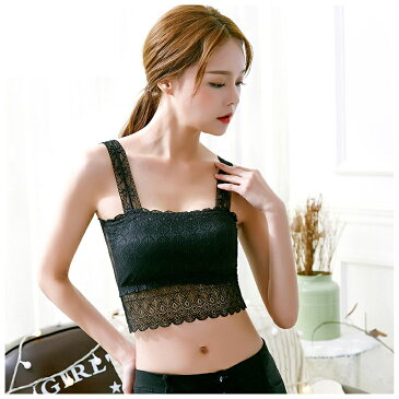 送料無料 ブラジャー ノンワイヤーブラ キャミソールブラ レースブラ ブラトップ 見せブラ レディース 女性用 下着 インナー 白 黒 レーシー 透け感 セクシー SEXY