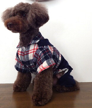 送料無料ペット用 犬用 洋服 ドッグウェア つなぎ カバーオール チェックシャツ チェック柄 裏ボア 内ボア 小型犬 暖かい あったかい 防寒対策 寒さ対策 可愛い ドッグウエア 犬の服 イヌ用 いぬ用 DOG お散歩 お出掛け