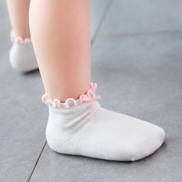 靴下 ソックス 滑り止め付き バイカラー ベビー キッズ ベビー用品 赤ちゃん用品 子供靴下 ベビーソックス キッズソックス 小物 リボン付き フリル