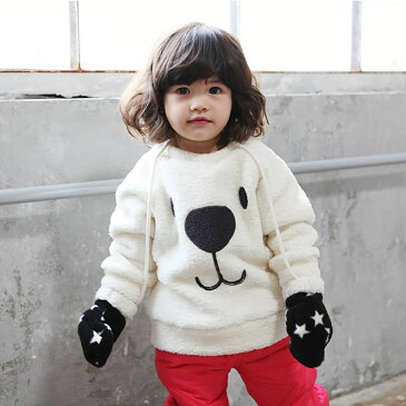 フリーストレーナー ボアトレーナー 長袖 プルオーバー ラウンドネック もこもこ 子供用 キッズ トップス 丸首 丸襟 アニマルフェイス 防寒 寒さ対策 暖かい あったかい 可愛い かわいい 女の子 男の子 女児 男児 子供服 子ども服 こども服 80c
