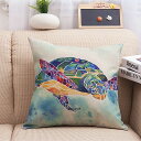 送料無料 クッションカバー クッション用カバー 45×45cm カバーのみ スクエア型 四角形 正方形 カメ 亀 タートル カニ 蟹 クジラ 鯨 おしゃれ 可愛...