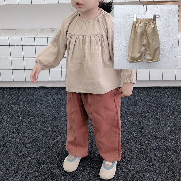 子供服 ボトムス パンツ ズボン ベビー 子ども 女男 ワイド ゆったり 太め ストレート 春 おしゃれ