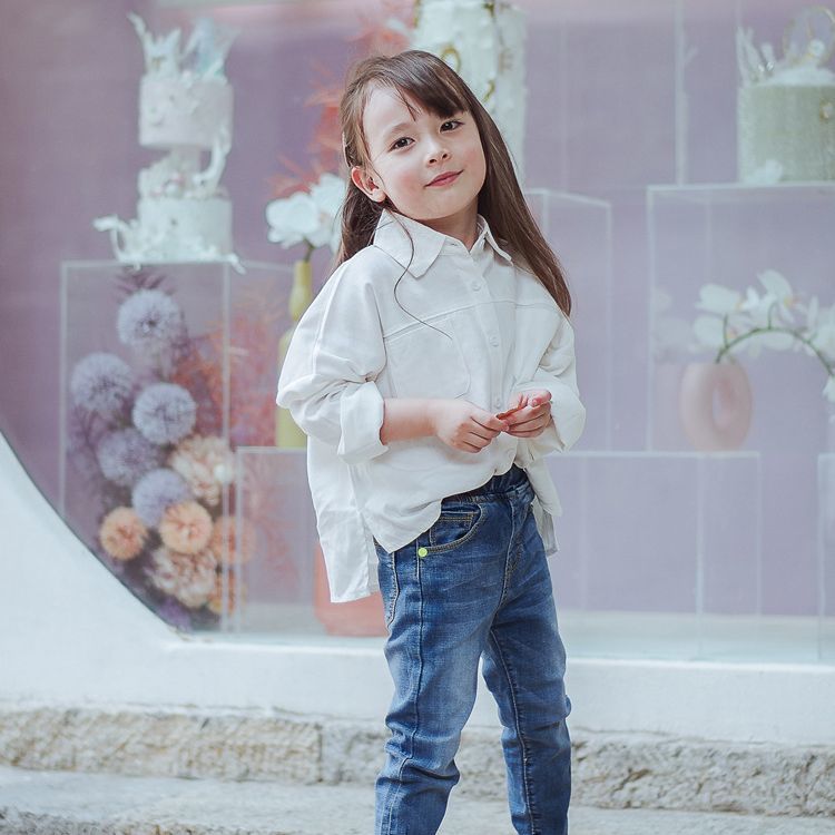 送料無料シャツ Yシャツ キッズ ジュニア 親子ペア トップス 白シャツ シンプル 無地 おしゃれ 女の子 男の子 子供服 きれいめ 上品 お呼ばれ カジュアル アシンメトリー フォーマル 発表会 結婚式