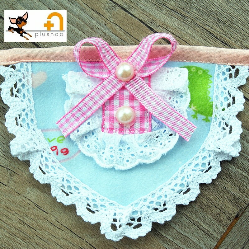 ペット用のかわいいよだれかけ 【サイズについて】 XS：前掛11*9cm　首周り12-18cm S：前掛14*10cm　首周り15-26cm M：前掛16*11cm　首周り22-32cm L：前掛18*12cm　首周り27-40cm XL：前掛24*16cm　首周り40-65cm