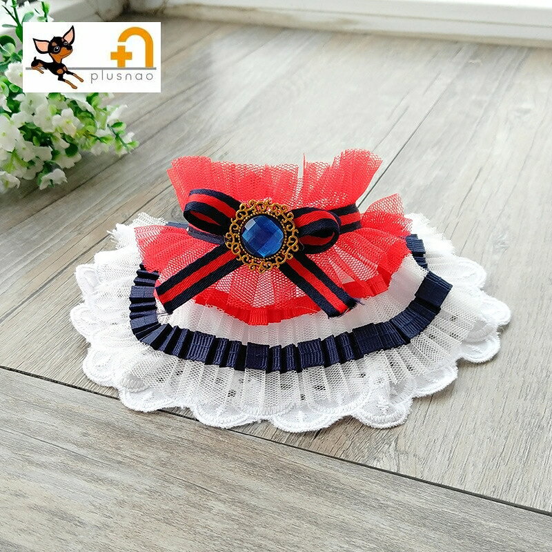 かわいいペット用のチョーカー 【サイズについて】 XS：レース部分15*10cm　首周り15-20cm S：レース部分20*10cm　首周り20-25cm M：レース部分25*10cm　首周り25-30cm L：レース部分30*10cm　首周り30-40cm XL：レース部分40*10cm　首周り40-65cm