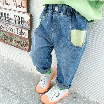 送料無料デニムパンツ ジーンズ ジーパン 長ズボン ロングパンツ 80-130cm ボトムス キッズ 子供 男の子 女の子 カジュアル