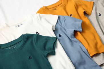 送料無料 半袖Tシャツ カットソー キッズ ジュニア 子供 男の子 女の子 刺繍 ヨット シンプル ラウンドネック 単色 無地 おしゃれ かっこいい カジュアル