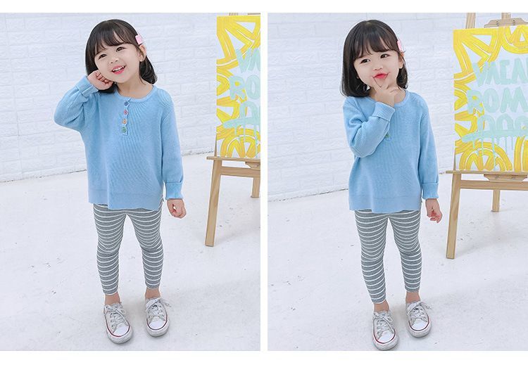 送料無料レギンス ロングパンツ キッズ 子供 女子 女の子 キッズ服 子供服 ボトムス ストレッチ 伸縮性 ボーダー グレー ブラック ベージュ 履きやすい 快適 10分丈