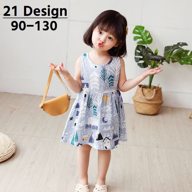 送料無料ワンピース チュニック ノースリーブ キッズ ベビー 子供 赤ちゃん 女子 女の子 膝丈 ミディアム ラウンドネック キャラクター フルーツ柄 果物柄 動物柄 夏 デザイン豊富 着回し