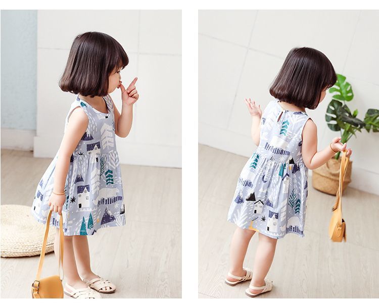 送料無料ワンピース チュニック ノースリーブ キッズ ベビー 子供 赤ちゃん 女子 女の子 膝丈 ミディアム ラウンドネック キャラクター フルーツ柄 果物柄 動物柄 夏 デザイン豊富 着回し