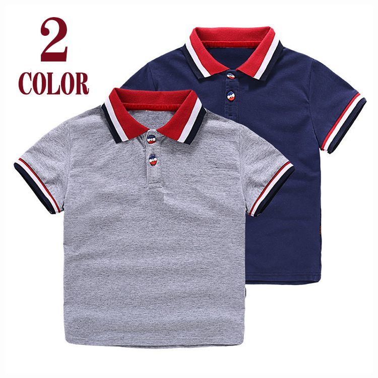 送料無料 ポロシャツ 半袖Tシャツ Tシャツ 子供服 こども服 ボーイズ キッズ 男の子 トップス 半袖ポロシャツ お洒落 おしゃれ 100cm-140cmのサムネイル