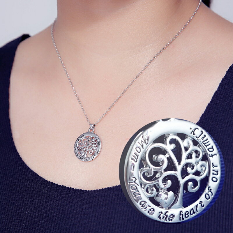 送料無料 ネックレス ペンダント アクセサリー レディース ラウンド型 透かし模様 丸型 ツリー ハート ママ 木 ナチュラル おしゃれ かわいい カジュアル ...