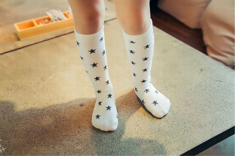 送料無料 靴下 ハイソックス ソックス 子供用 キッズ ベビー 女の子 男の子 星柄 スター シンプル カジュアル おでかけ