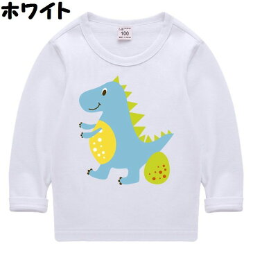 送料無料 Tシャツ カットソー キッズ ベビー ジュニア 女の子 男の子 長袖トップス 子供服 ラウンドネック 丸首 ロゴ プリント 恐竜 怪獣 白 黒 赤 シンプル カジュアル かわいい おしゃれ 着回し ガールズ ボーイズ 赤ちゃん 乳幼児 園児 小