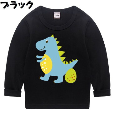 送料無料 Tシャツ カットソー キッズ ベビー ジュニア 女の子 男の子 長袖トップス 子供服 ラウンドネック 丸首 ロゴ プリント 恐竜 怪獣 白 黒 赤 シンプル カジュアル かわいい おしゃれ 着回し ガールズ ボーイズ 赤ちゃん 乳幼児 園児 小