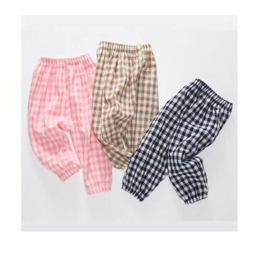 送料無料 長ズボン ロングパンツ ボトムス キッズ ベビー 男の子 女の子 薄手 9分丈 ウエストゴム パジャマ ルームウェア チェック レモン 夏 涼しい