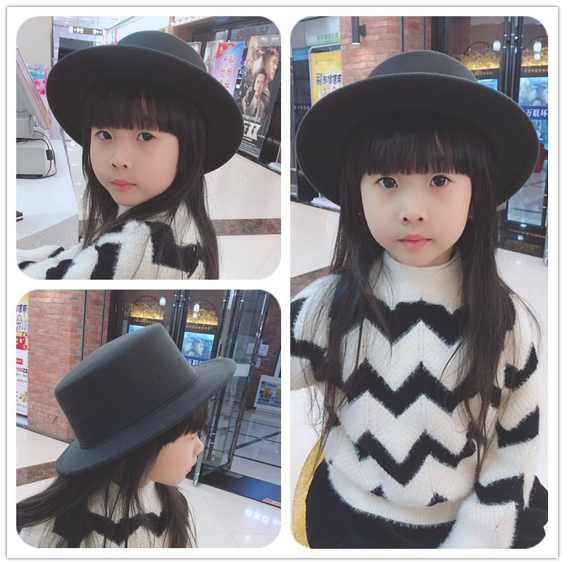 帽子 フェルトハット カンカン帽 ツイード風 キッズ 子ども ベビー レディース 親...