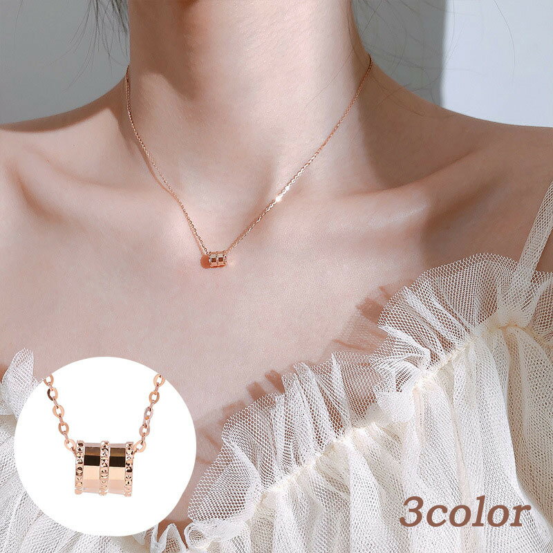 送料無料 ネックレス ペンダント レディース 女性 アクセサリー ファッション小物 チェーン 鎖 筒型 ロンデル 小ぶり 華奢 おしゃれ かわいい おでかけ 通...