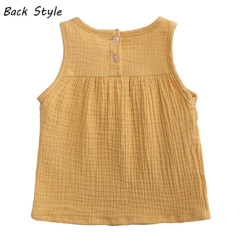 送料無料 子供用タンクトップ ノースリーブカットソー 袖なし ベビー キッズ 子ども服 トップス 丸首 ラウンドネック 切り替えし 首後ろボタン ポロ襟風 ギャザー パイピング 裾ストレートカット 無地 単色 ソリッドカラー シンプル カジュアル かわい