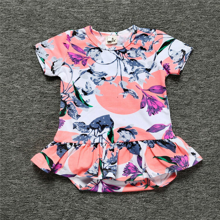送料無料 カバーオール ロンパース ベビー服 半袖 フリル 花柄 フラワー ワンピー...