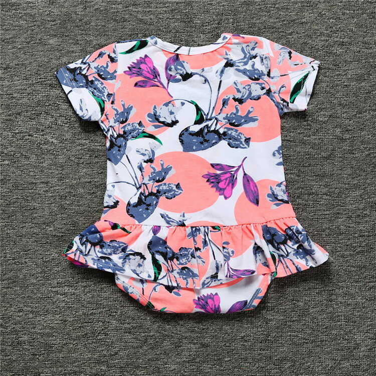 送料無料 カバーオール ロンパース ベビー服 半袖 フリル 花柄 フラワー ワンピー...