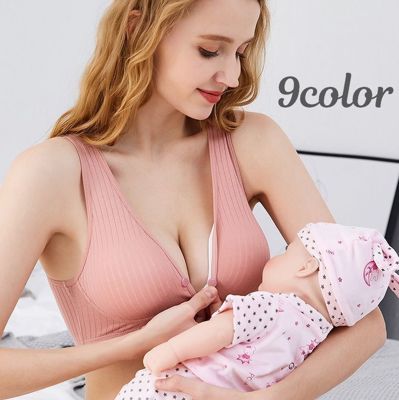フロントオープンタイプの授乳ブラです。 ボタンで簡単に留め外しができます。 産前から長く使えるのも嬉しいですね♪ 【サイズについて】 画像をご参照ください。 【素材について】 綿混 【補足説明】 商品の性質上、手洗いでのお洗濯をお勧めしております。