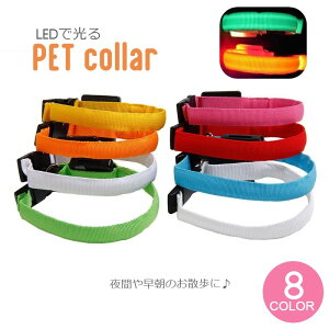 送料無料 首輪 犬用 単品 LEDライト 光る ドッグ イヌ わんこ ペット用品 ペット用首輪 電池式 お散歩 夜間 早朝 夕方 アウトドア 小型犬 中型犬 ネコ 猫 無地 シンプル 公園 外出 Dカン レッド 赤 オレンジ ブルー 青 グリーン 緑