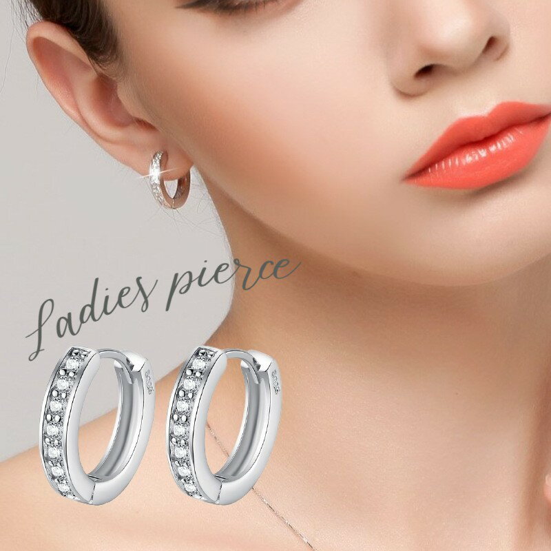 送料無料 フープピアス レディース サークル 女性用 アクセサリー ラインストーン シルバーカラー 上品 華やか エレガント キラキラ 耳飾り キャッチ不要 おしゃれ かわいい キュート プレゼント 婦人 オフィス OL 会社 パーティー 2次会 結婚式 カジュアル 普段使い 誕生日