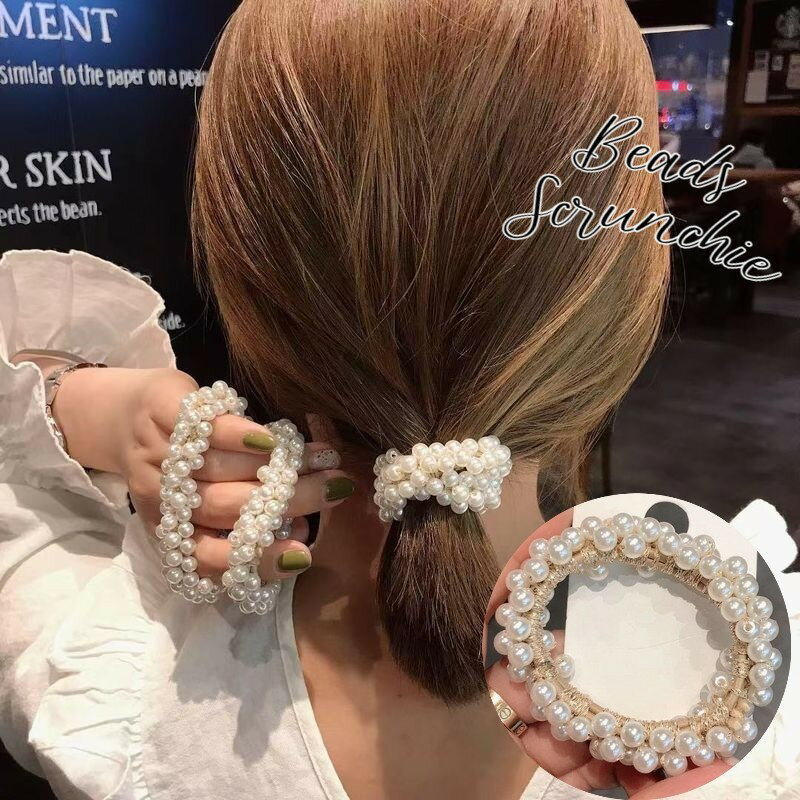 楽天Plus Nao送料無料 ヘアゴム ビーズシュシュ ヘアアクセサリー レディース 髪ゴム まとめ髪 フェイクパール 存在感 子供用 女の子 キッズ 髪飾り かわいい おしゃれ 上品 大人可愛い オフィス OL 普段使い ガールズ ヘアアレンジ カジュアル 婦人 女性 ホワイト 白 入学式 卒業式 結婚