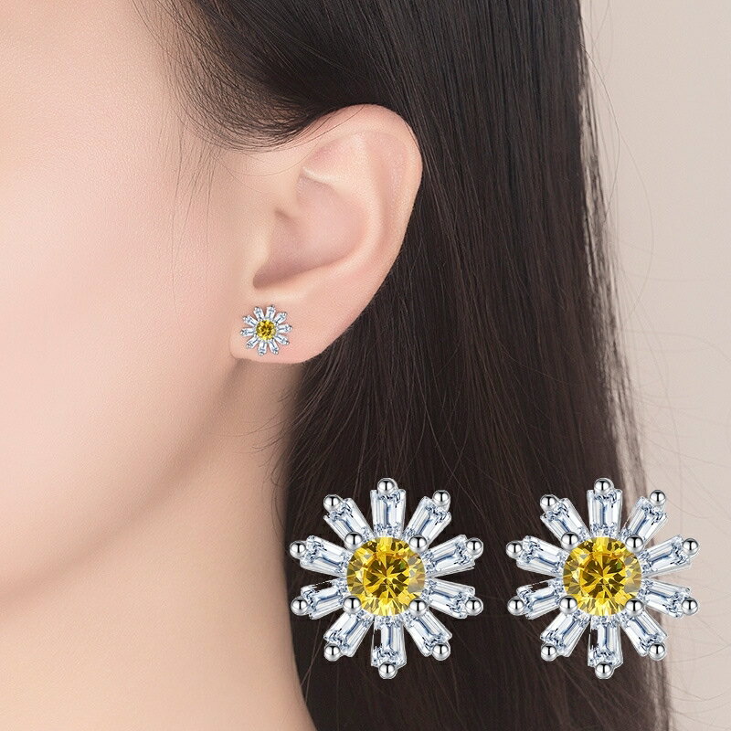 送料無料 スタッドピアス キャッチピアス レディース 女性 アクセサリー ラインストーン フラワーモチーフ お花 デイジー シルバーカラー 耳飾り 可愛い おしゃれ 上品 ギフト プレゼント