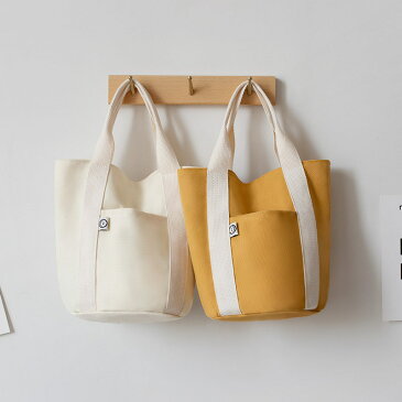 送料無料 トートバッグ キャンバス レディース 無地 シンプル 収納 手提げ ミニ ハンドバッグ BAG かばん カバン 鞄 ランチバッグ サブバッグ お弁当バッグ スナップボタン バケツ型 丸底 バイカラー ブラック オフホワイト カジュアル デイリー