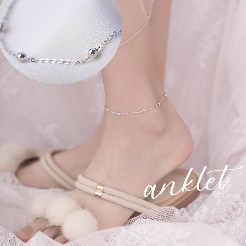무료 배송 앵클릿 레이디스 액세서리 체인 실버 칼라 볼 높은 보이는 날씬한 화분 품위 세련된 캐주얼 귀여운 심플 여성 평상시 사용 패션 소품 맨발 다리 맨발 발목 선물 생일 선물 선물 파티