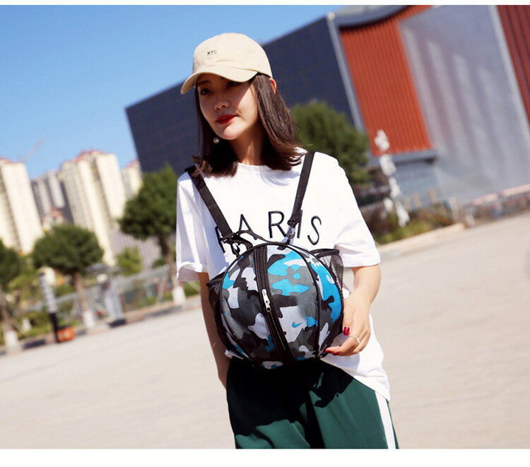 送料無料 バスケットボールバッグ ボール収納バッグ 1個用 ボールケース ショルダー 型掛け シングルショルダー リュック型 5号 6号 7号 サッカーボール バレーボール 持ち運び 移動時 ポケット付き おしゃれ かっこいい 迷彩 カモフラ柄通販 サッカー 用品 セール