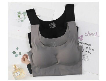 送料無料 ブラトップ レディース 女性用 インナー 下着 カップ付き タンクトップ ノンワイヤー シームレス カップ取り外し可能 無地 単色 ベージュ ブラック グレー シンプル 響きにくい 肌着 普段使い デイリー